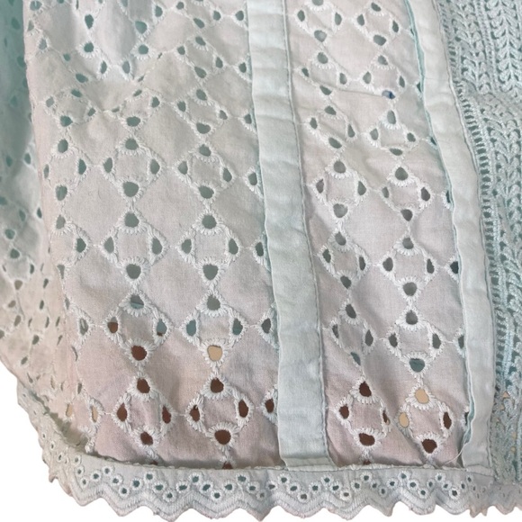 GAP Cottagecore Boho Crochet Eyelet Sleeveless Top Light Blue Lined Cotton Sz XL - Picture 6 of 14